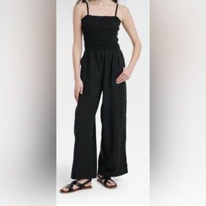 Universal Thread linen blend smocked maxi jumpsuit wide-leg spaghetti strap